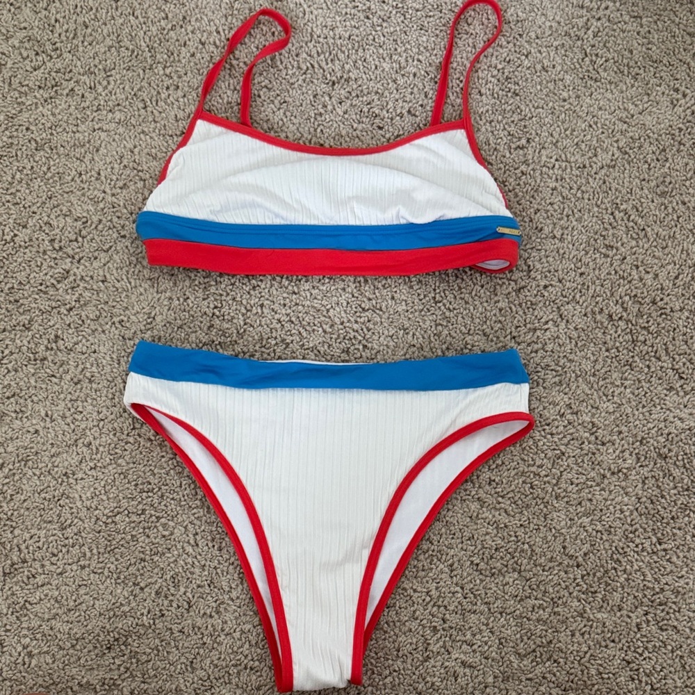 Red and Blue Roxy Bikini Set